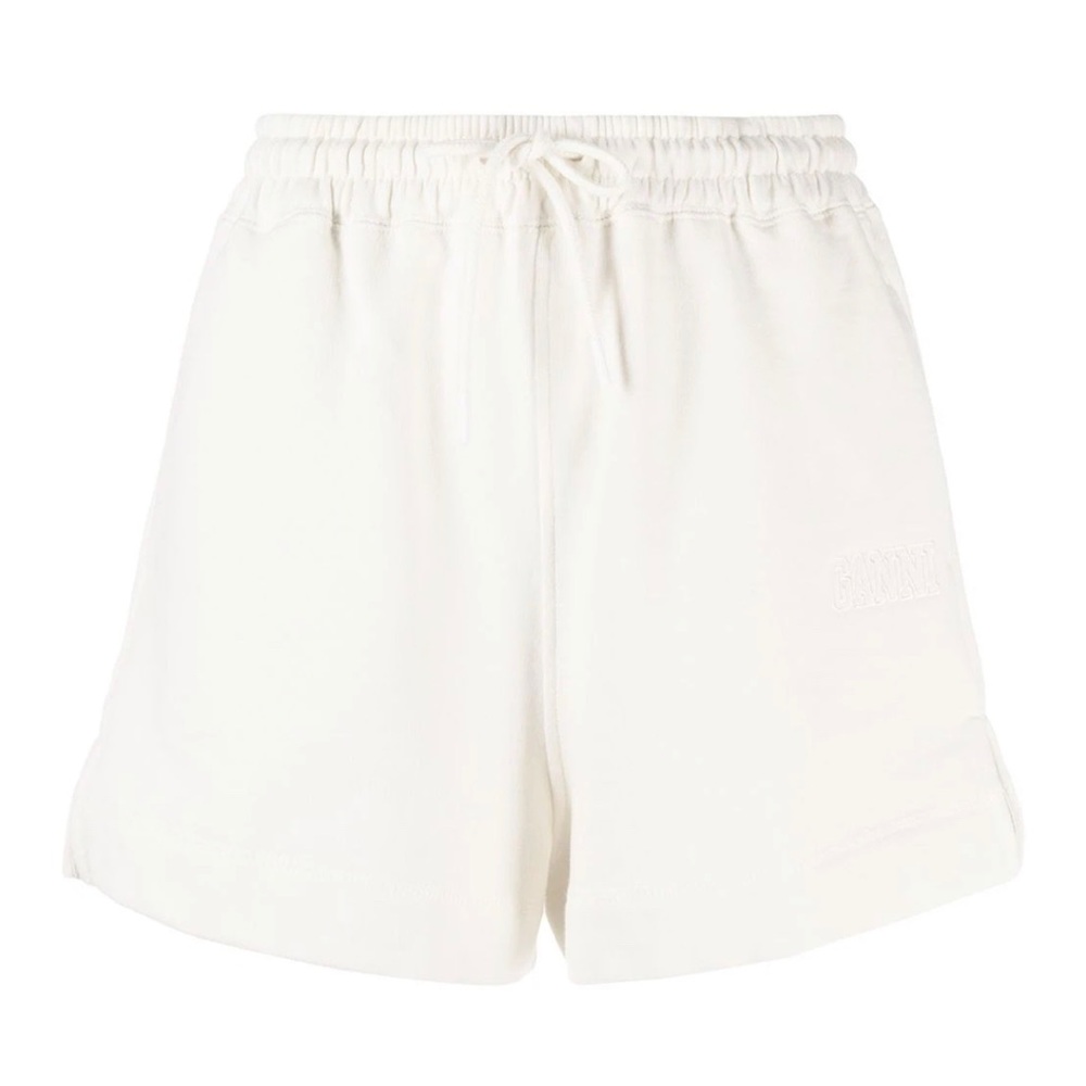GANNI logo-embroidered drawstring track shorts
